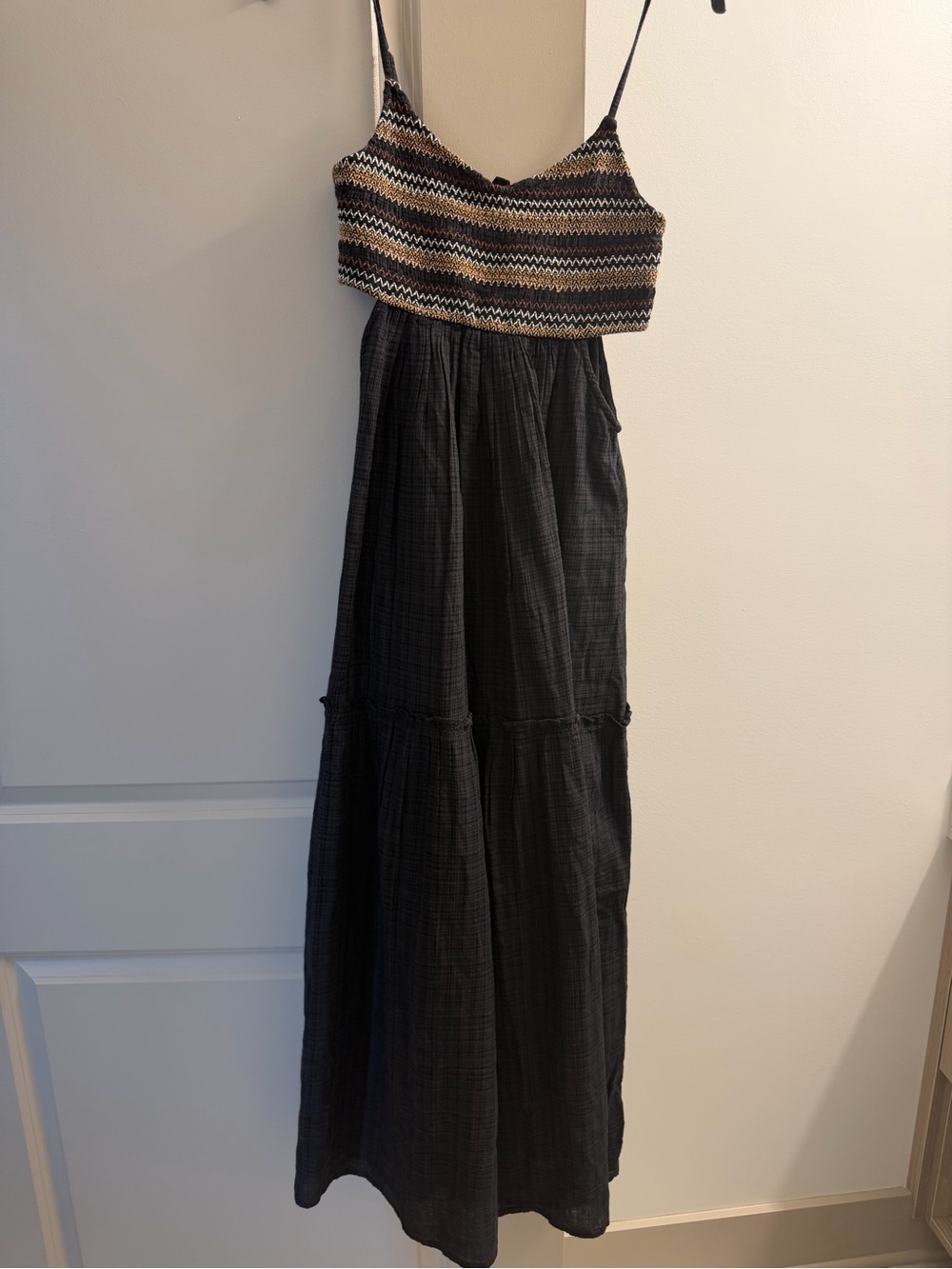 Roxy Black Maxi Dress with Multi Chevron Bodice